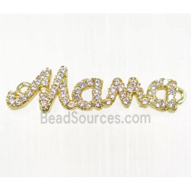 copper Mama connector paved zircon, gold plated