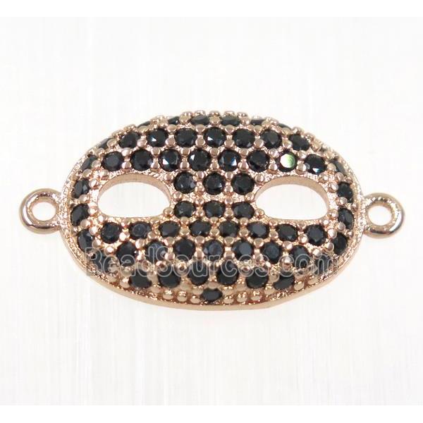 copper eye protection connector paved black zircon, rose gold