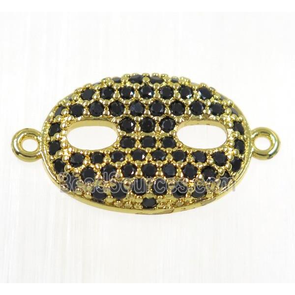 copper eye protection connector paved black zircon, gold plated