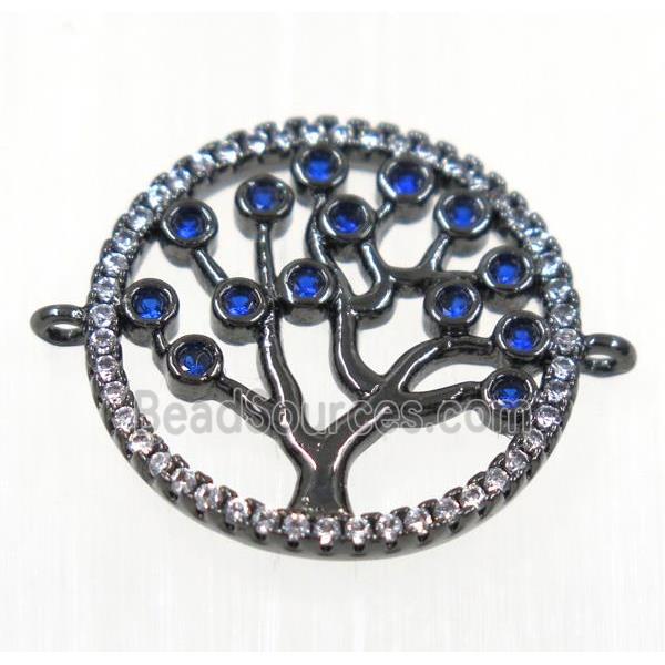 copper Tree Of Life connector paved zircon, black plated