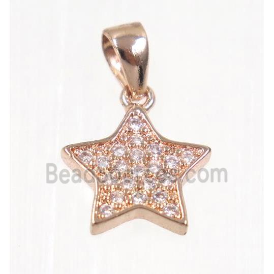 copper Star pendant paved zircon, rose gold