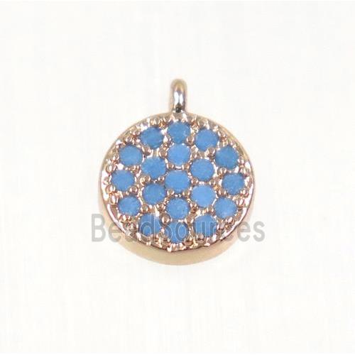 copper Circle pendant paved zircon, rose gold