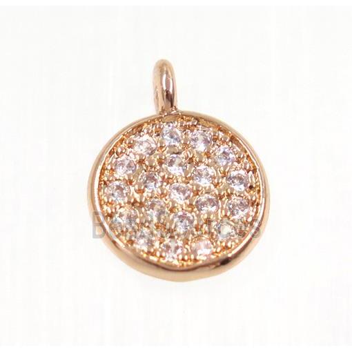 copper Circle pendant paved zircon, rose gold