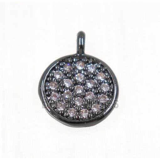 copper Circle pendant paved zircon, black plated