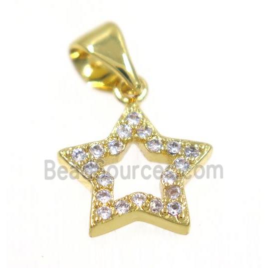 copper Star pendant paved zircon, gold plated