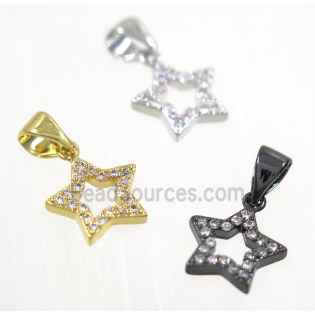 copper Star pendant paved zircon, mix color