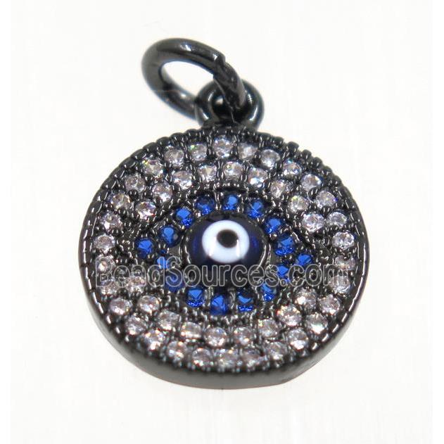 copper Evil eye pendant paved zircon, black plated