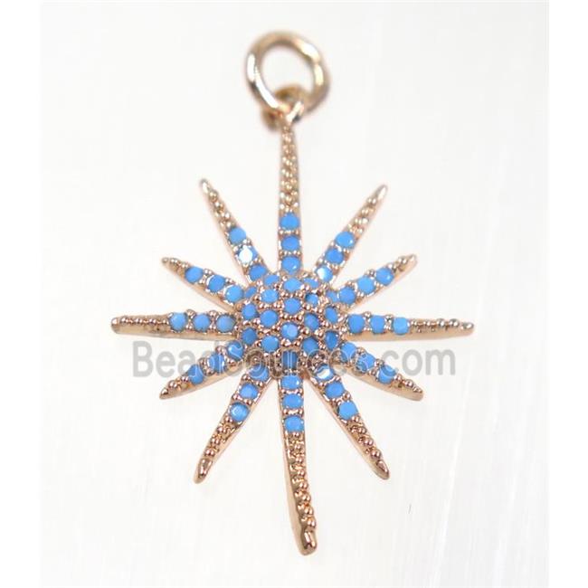 copper NorthStar pendant paved zircon, rose gold, turq