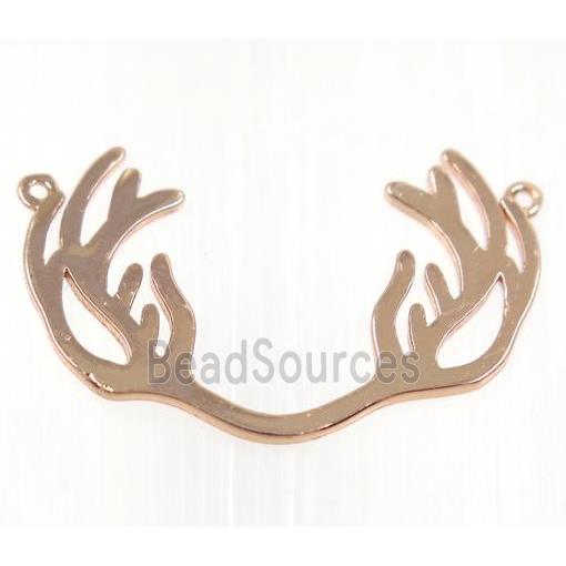 copper antler pendant with 2loops, rose gold