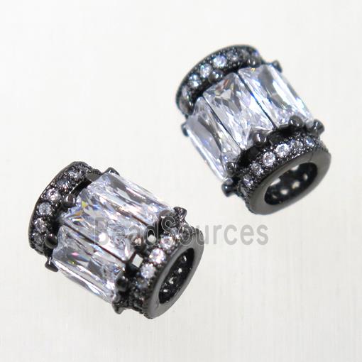 copper tube beads pave zircon, black plated