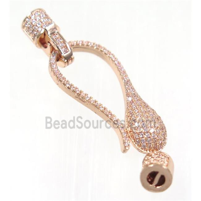 copper clasp paved zircon, rose gold