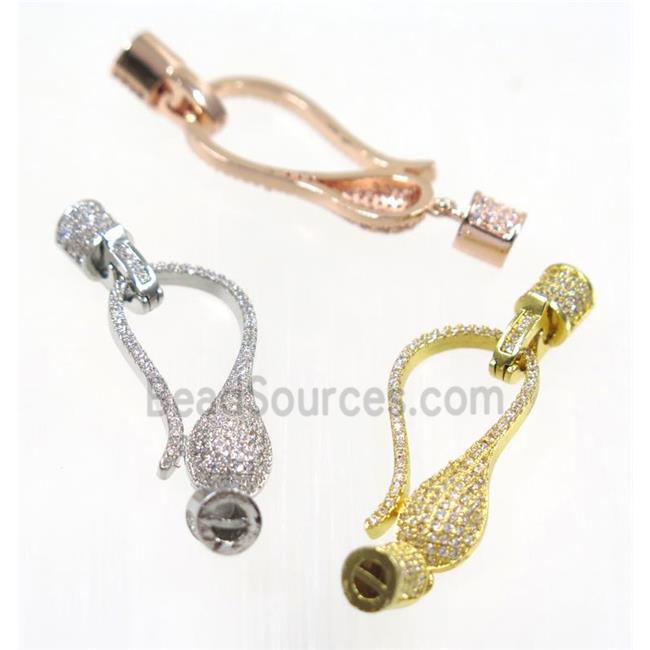 copper clasp paved zircon, mix color