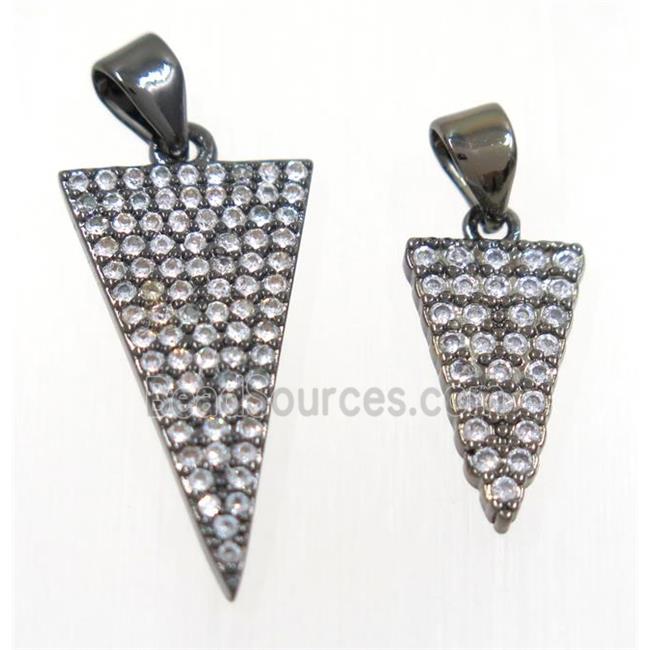 copper Triangle pendant paved zircon, black plated