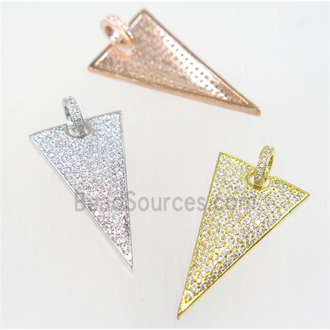 copper Triangle pendant paved zircon, mix color