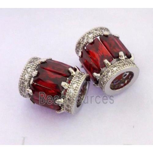 copper tube beads pave zircon, platinum plated