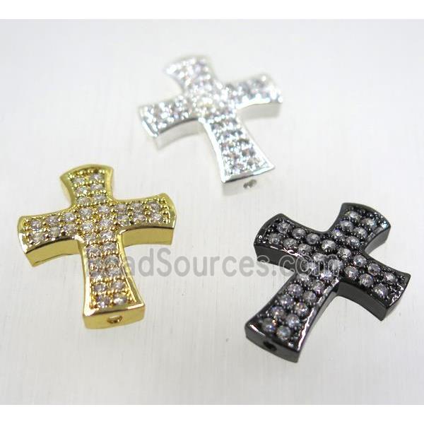 copper cross beads pave zircon, mix color