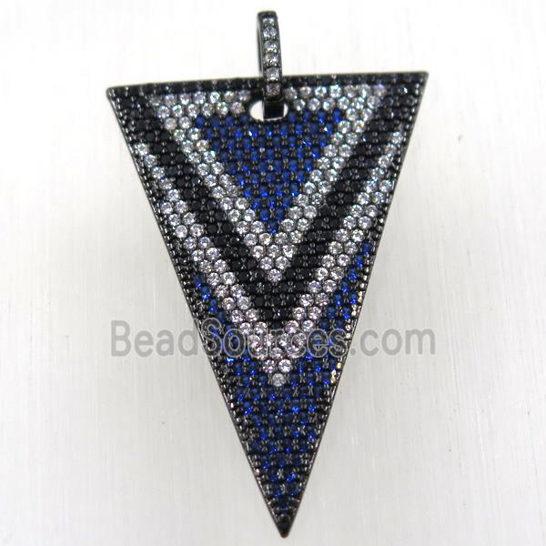 copper triangle pendant paved zircon, black plated