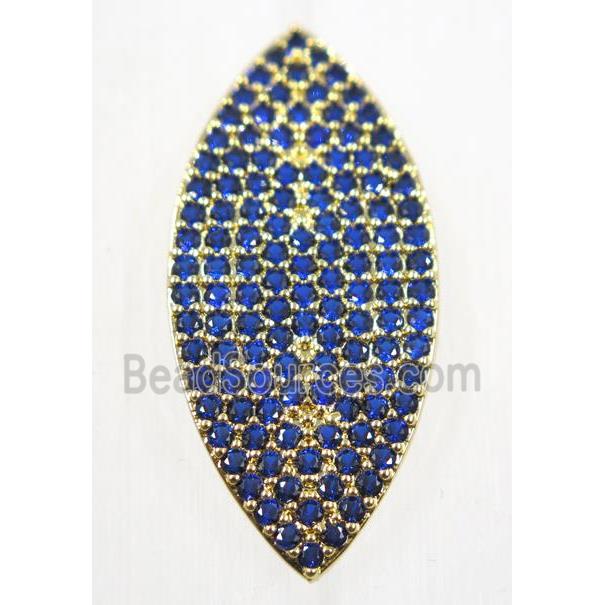 copper charm pave blue zircon, gold plated