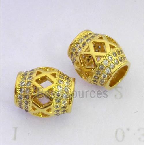 zircon, copper bead, gold plated