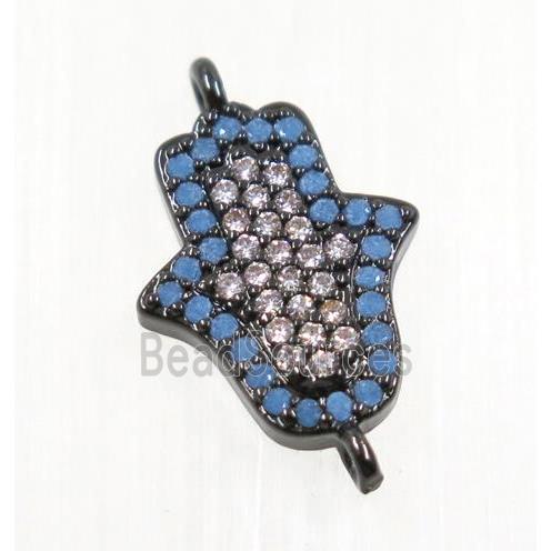 copper hamsahand connector pave zircon, black plated