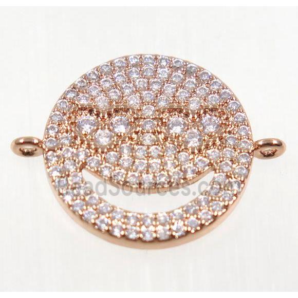 copper Emoji face connector pave zircon, rose gold