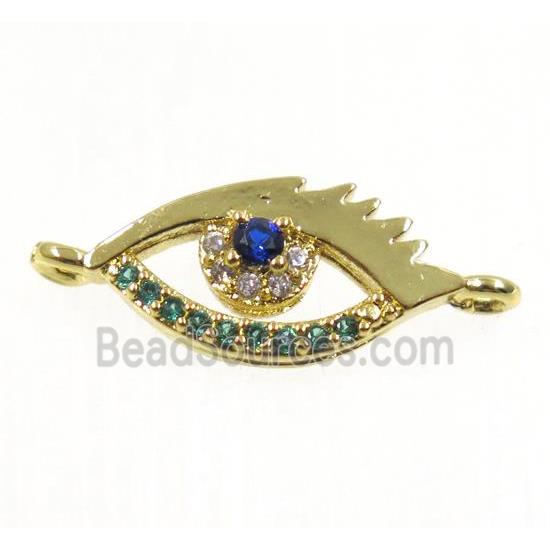 copper eye connector pave zircon, gold plated