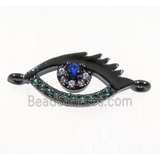 copper eye connector pave zircon, black plated