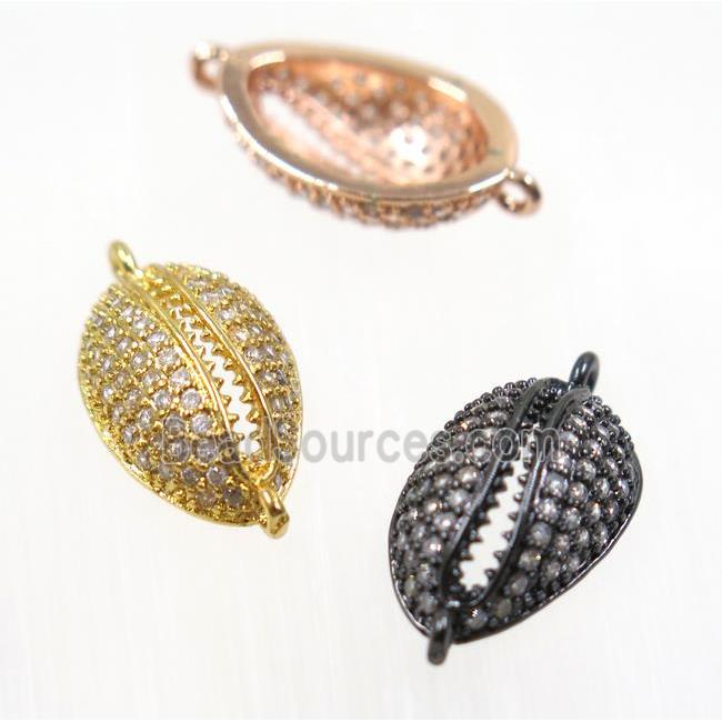 copper connector pave zircon, slide fastener, mix color