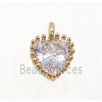 copper heart pendant pave zircon, rose gold