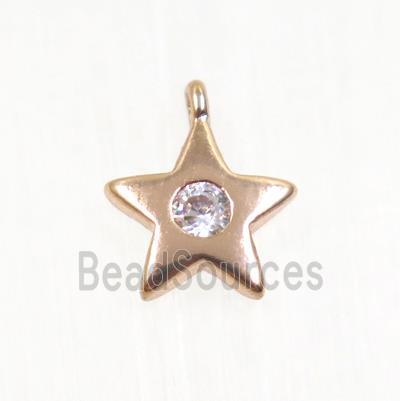 copper star pendant pave zircon, rose gold