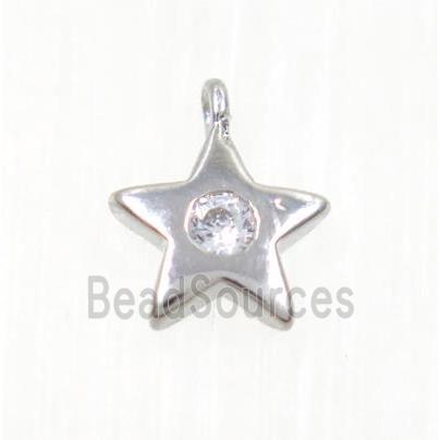 copper star pendant pave zircon, platinum plated