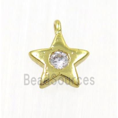 copper star pendant pave zircon, gold plated