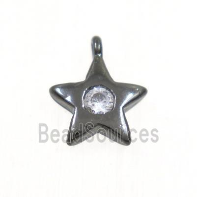 copper star pendant pave zircon, black plated