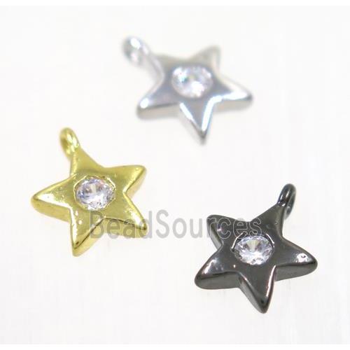 copper star pendant pave zircon, mix color