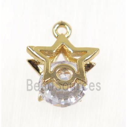 copper star pendant pave zircon, gold plated