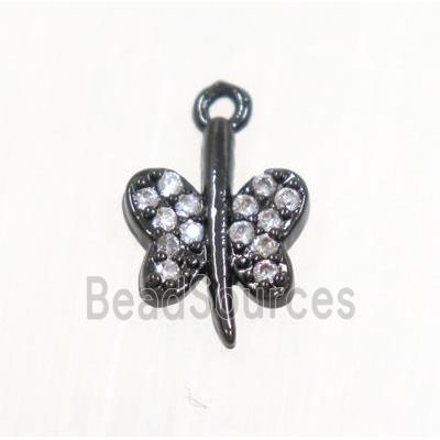 copper butterfly pendant pave zircon, black plated