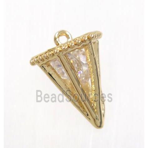 copper arrowhead pendant pave zircon, gold plated