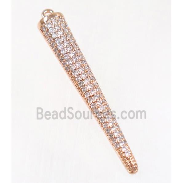 copper stick pendant pave zircon, rose gold