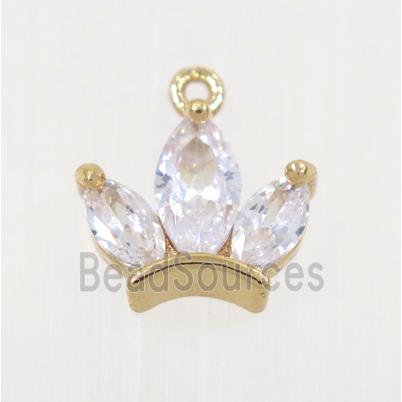 copper crown pendant pave zircon, rose gold