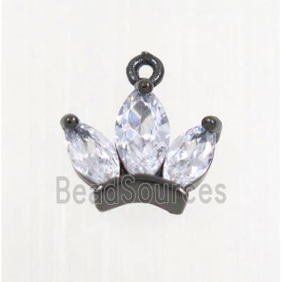 copper crown pendant pave zircon, black plated