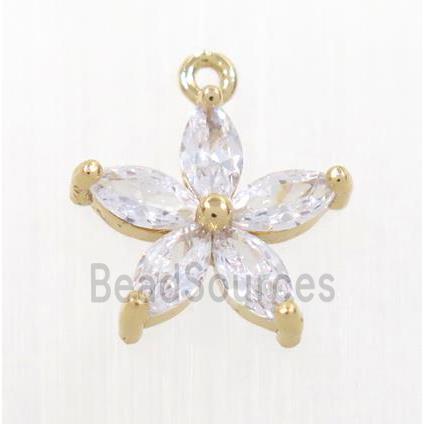 copper flower pendant pave zircon, rose gold