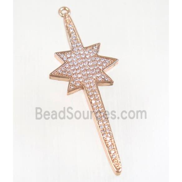 copper northStar pendant pave zircon, rose gold