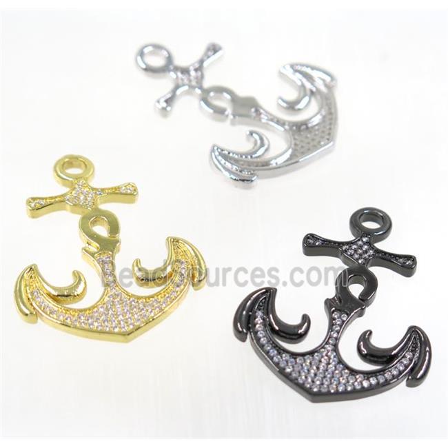 copper anchor pendant pave zircon, mix color