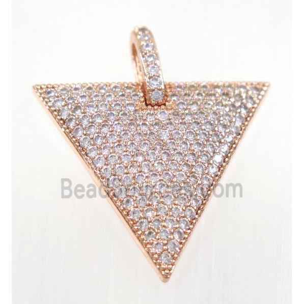 copper triangle pendant pave zircon, rose gold