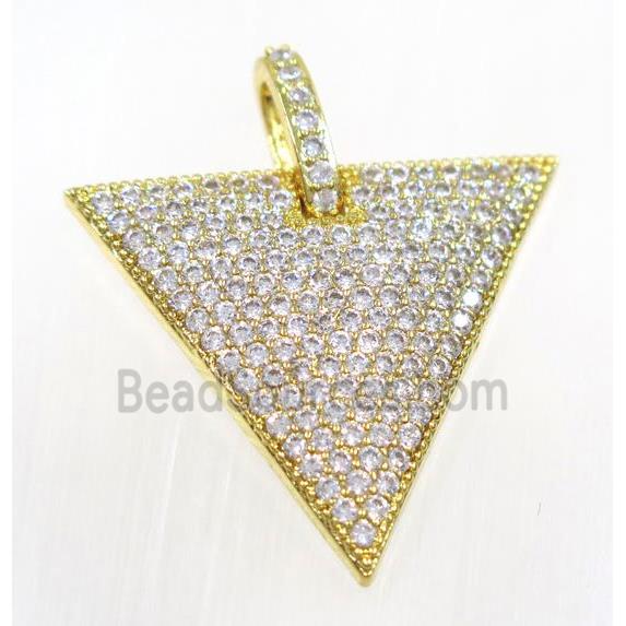 copper triangle pendant pave zircon, gold plated