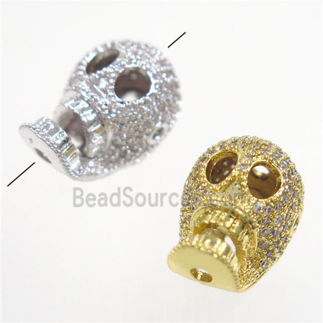 copper skull beads paved zircon, mix color