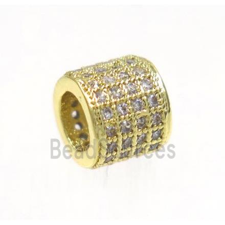 copper tube beads paved zircon, gold plated