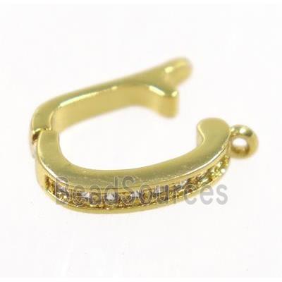 copper clasp paved zircon, gold plated