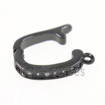 copper clasp paved zircon, black plated