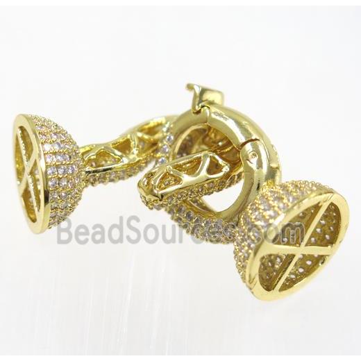 copper clasp paved zircon, gold plated